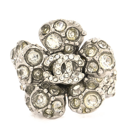 Chanel Swarovski Crystal Camellia Ring 6.5 Silver 1 of 4
