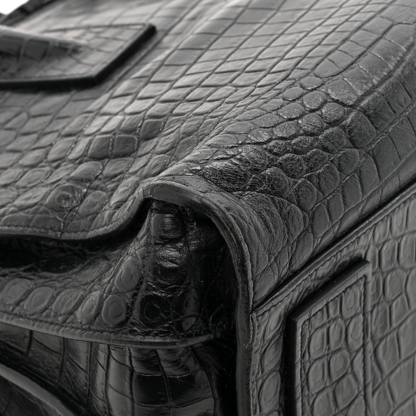 Calfskin Crocodile Embossed Small Sac de Jour Black