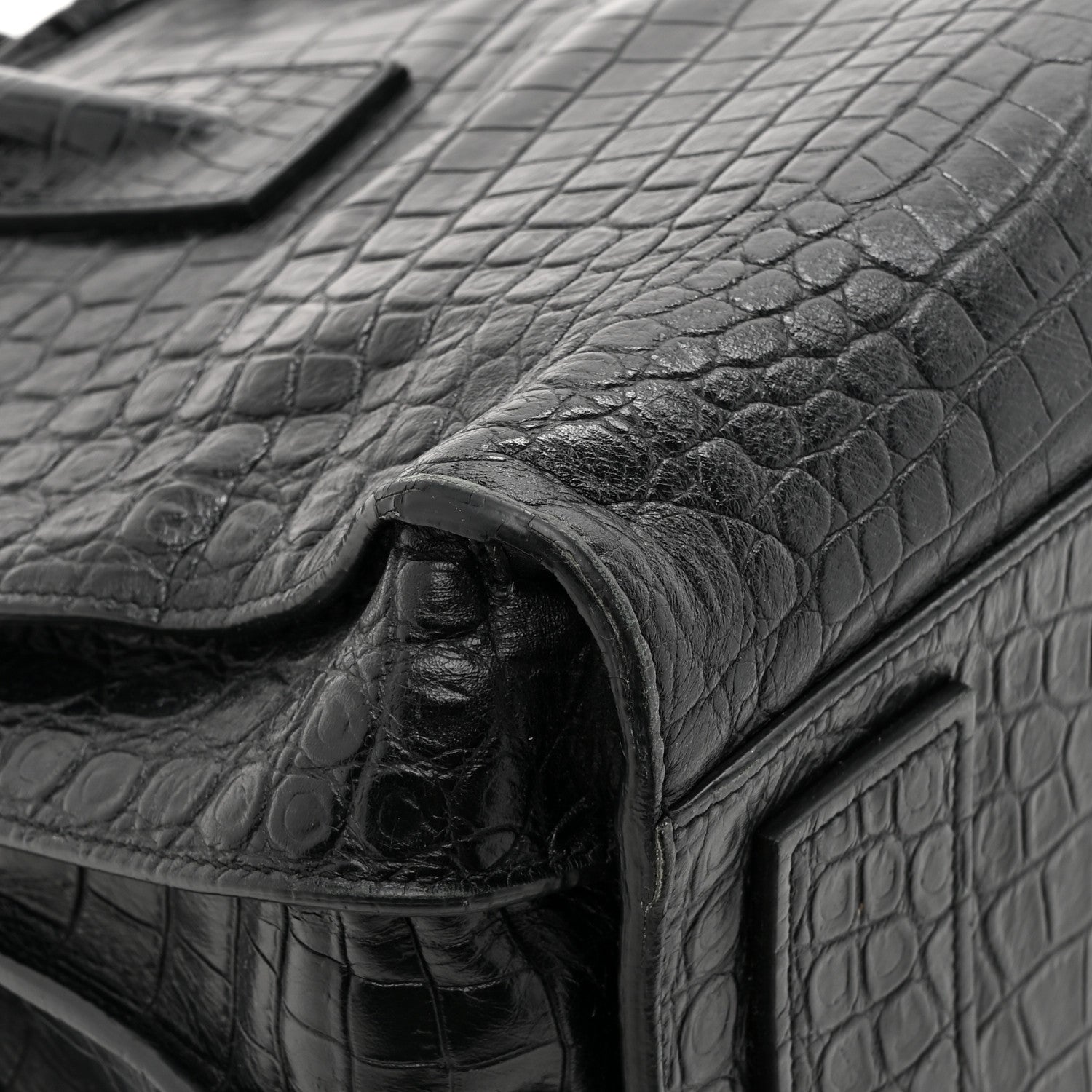 Saint Laurent Calfskin Crocodile Embossed Small Sac de Jour Black 14 of 20