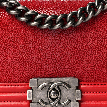 Chanel Galuchat Stingray Small Boy Flap Red 12 of 13