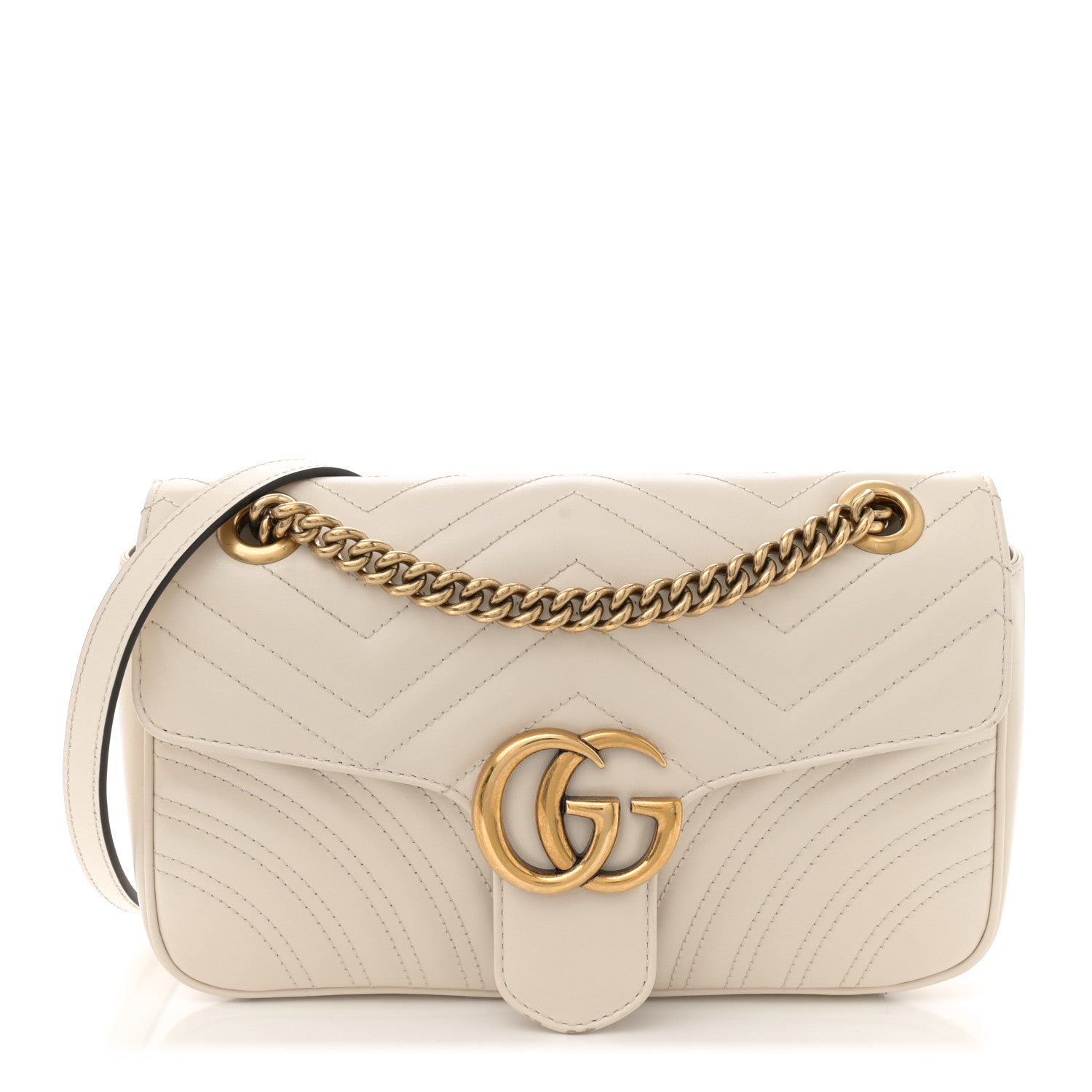 Gucci Calfskin Matelasse Small GG Marmont Shoulder Bag White 1 of 12