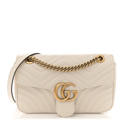 Gucci Calfskin Matelasse Small GG Marmont Shoulder Bag White 1 of 12