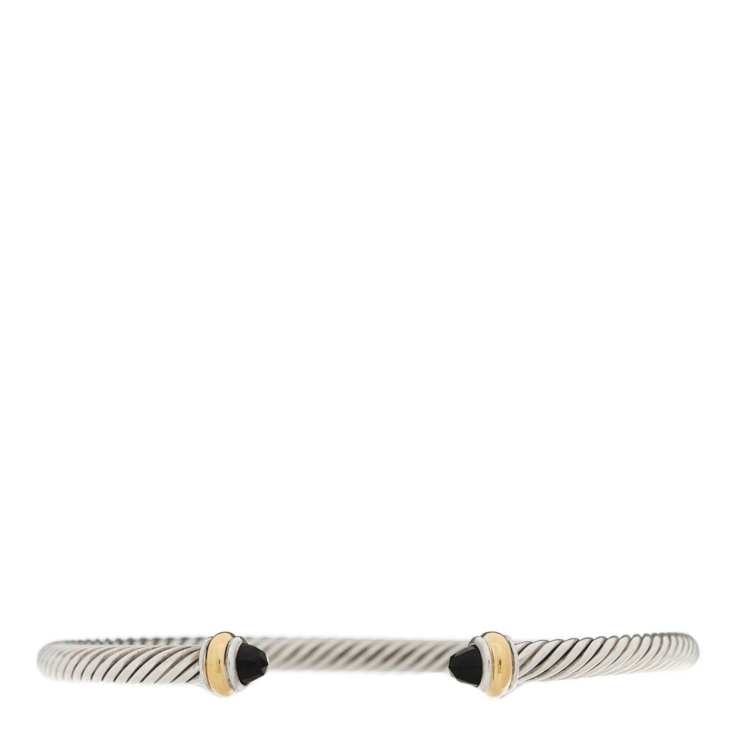 Sterling Silver 18K Yellow Gold Black Onyx 4mm Cable Classics Bracelet