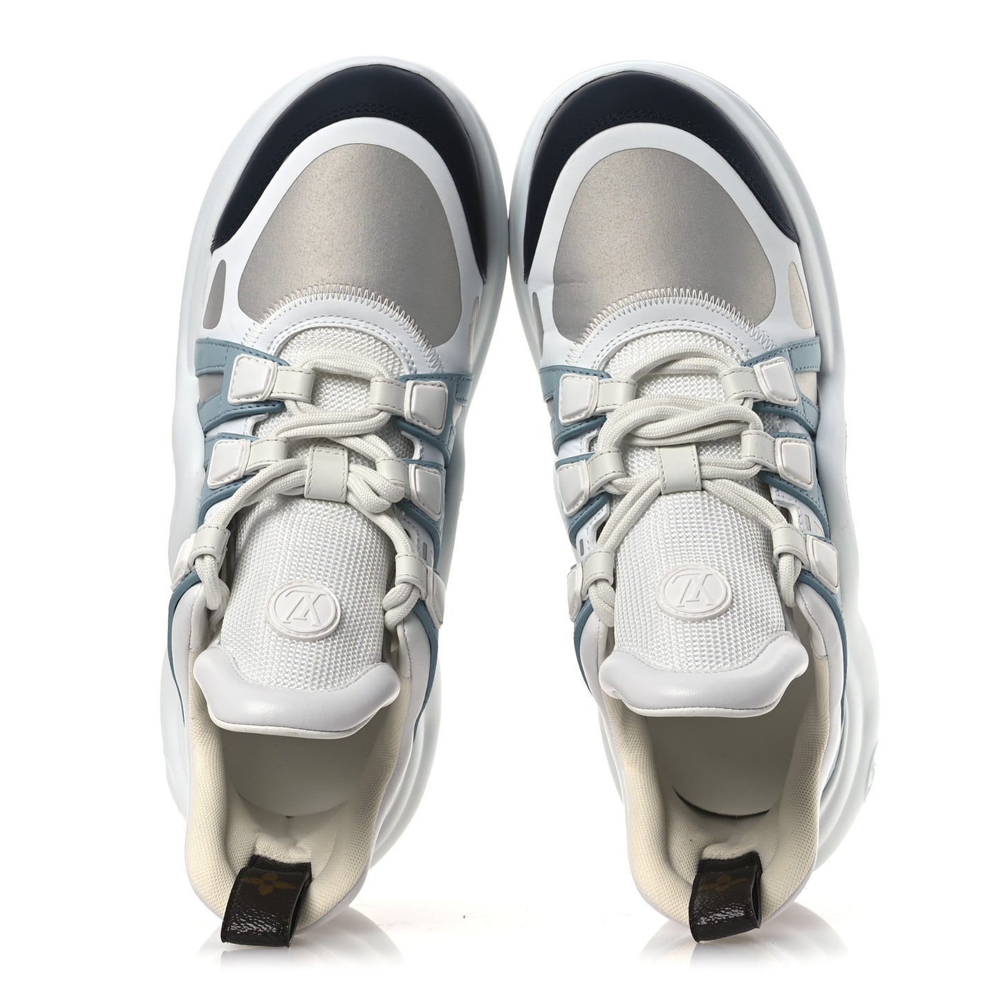Calfskin Technical Nylon LV Archlight Sneakers 38 White Blue Gris