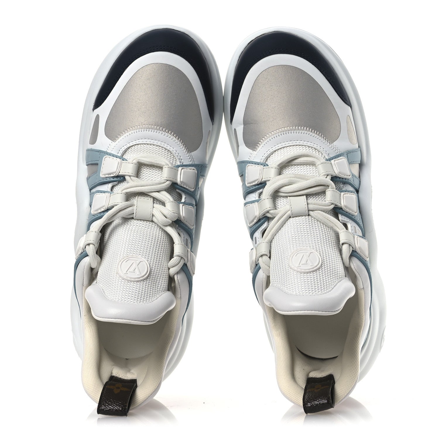 Louis Vuitton Calfskin Technical Nylon LV Archlight Sneakers 38 White Blue Gris 2 of 12