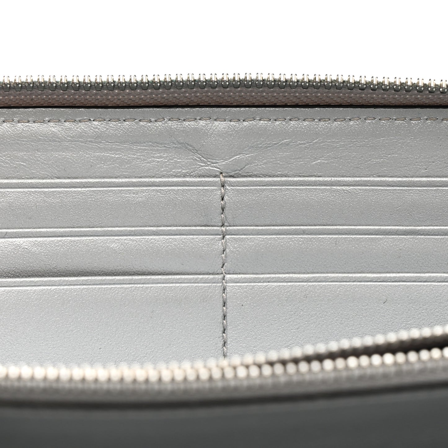 Metallic Visetos Large Zip Around Wallet Silver