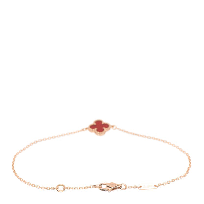 Van Cleef & Arpels 18K Rose Gold Carnelian Sweet Alhambra Bracelet 3 of 5