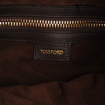 Tom Ford Calfskin Zipper Strap Hobo Brown 6 of 8