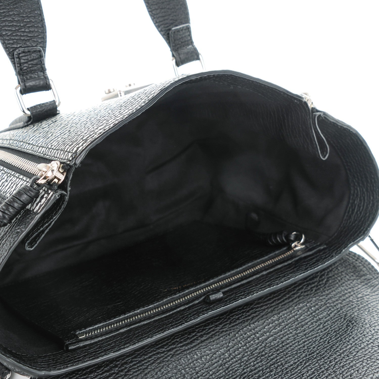 3.1 Phillip Lim 3.1 Calfskin Embossed Medium Pashli Satchel Black White 5 of 7