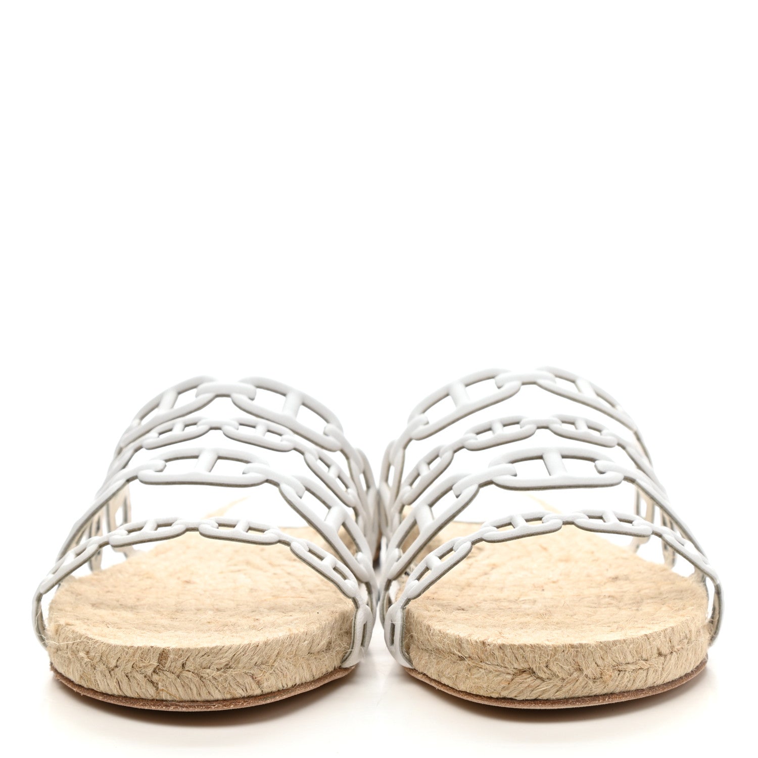 Hermes Nappa Ancone Espadrille Sandals 36 White Naturel 2 of 8
