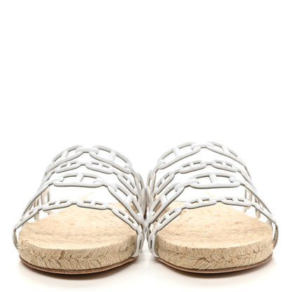 Hermes Nappa Ancone Espadrille Sandals 36 White Naturel 2 of 8