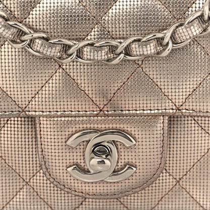 Chanel Metallic Calfskin Quilted Pixel Effect Mini Rectangular Flap Pink Gold 9 of 12