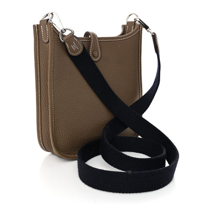 Hermes Taurillon Clemence Amazone Evelyne TPM Etoupe Bleu Indigo 3 of 11