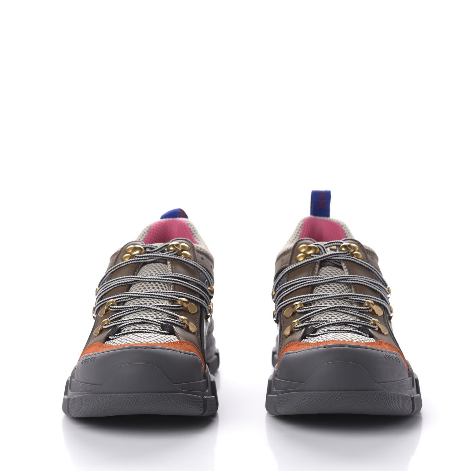 Gucci X SEGA Mesh Canvas Calfskin Womens Flashtrek Sneakers 38 White Box Pink Ardesia Loess 2 of 9
