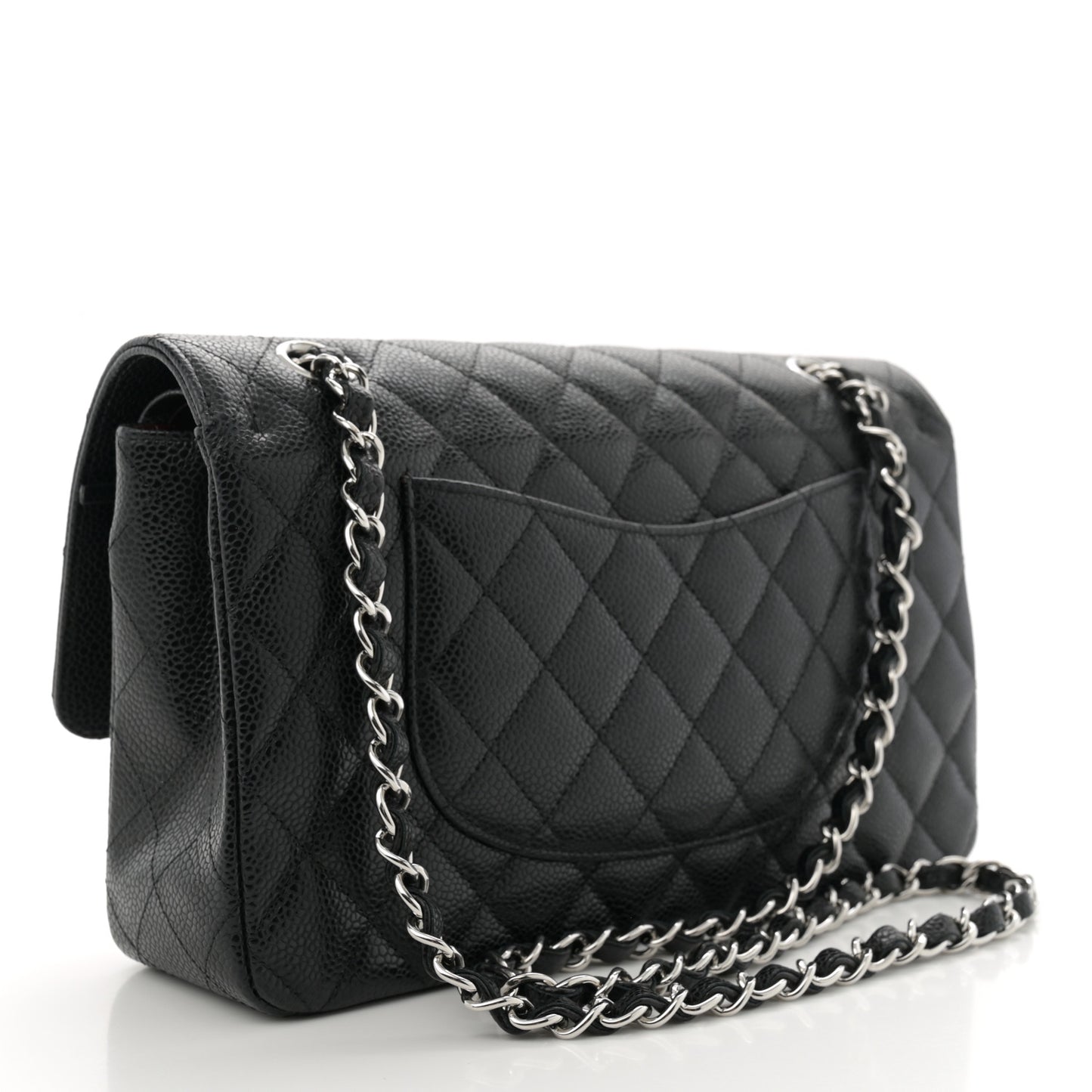 Caviar Quilted Medium Double Flap Black