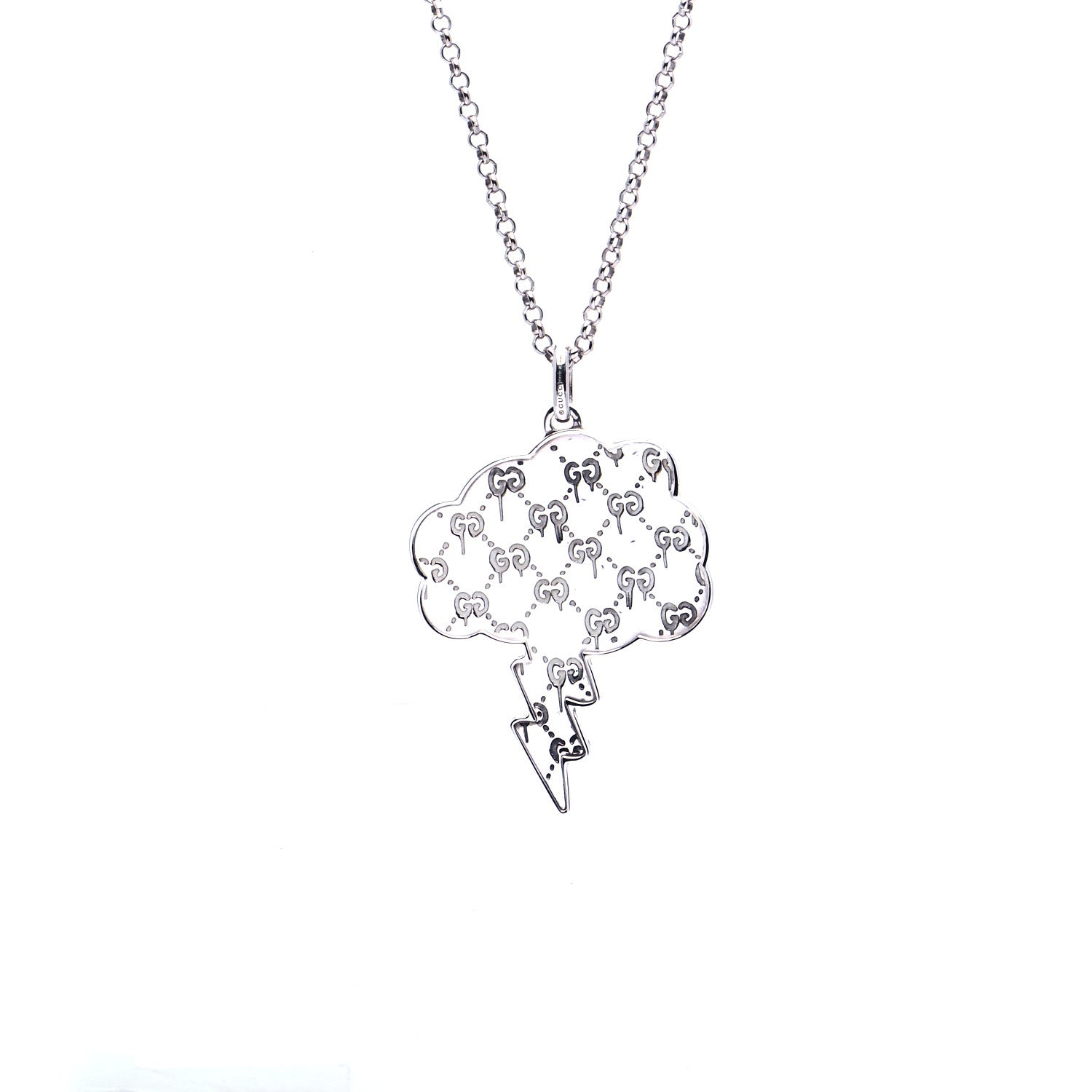 Gucci Sterling Silver Ghost Cloud Pendant Necklace 4 of 7