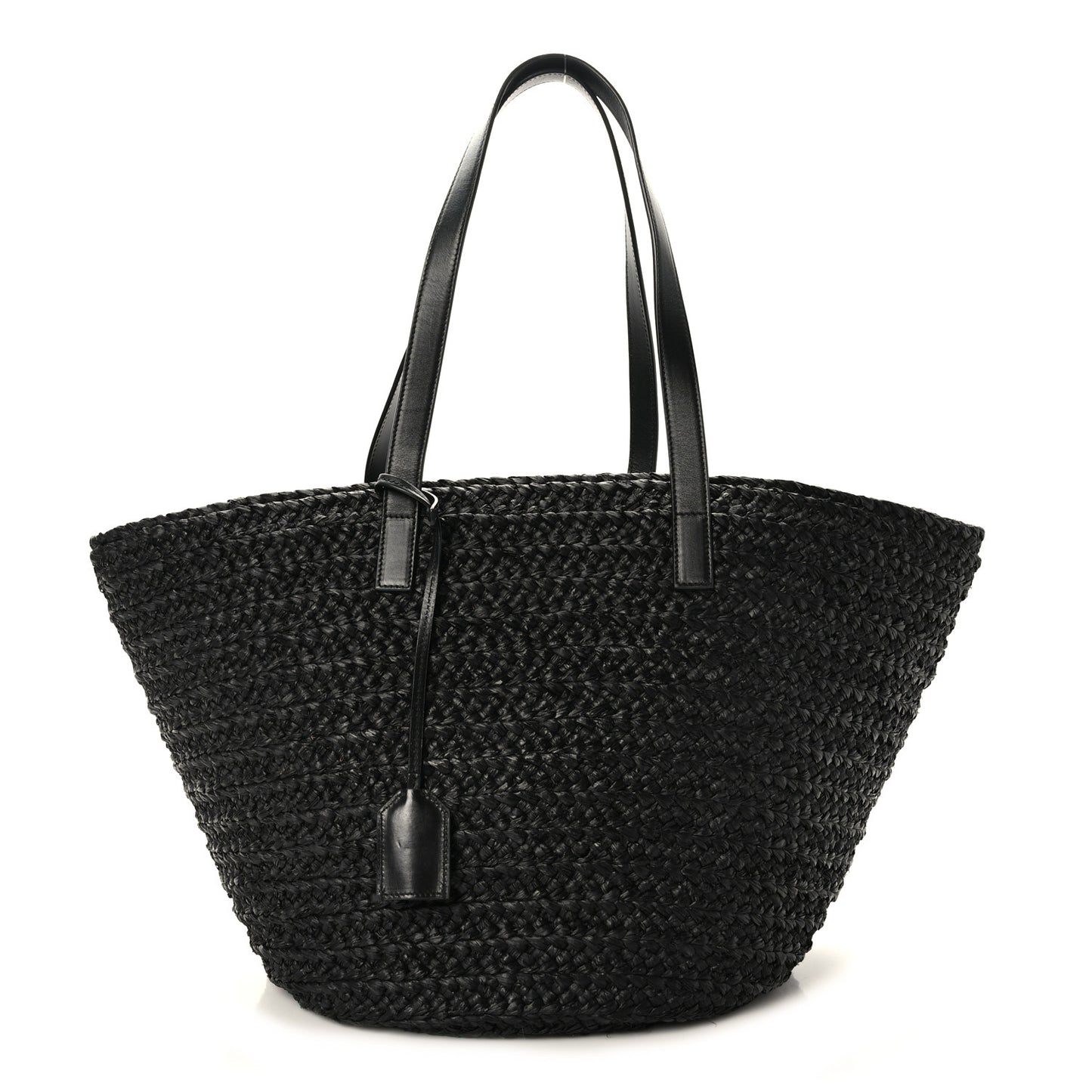 Raffia Medium Panier Bag Black