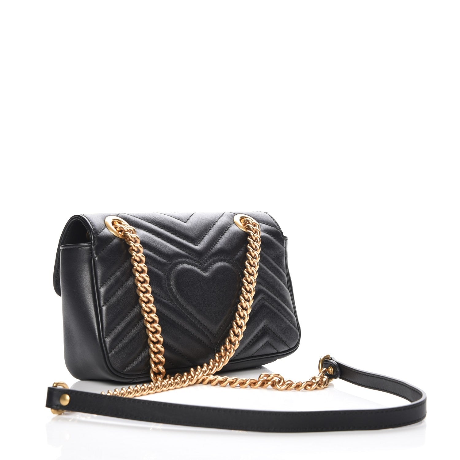 Gucci Calfskin Matelasse Mini GG Marmont Shoulder Bag Black 3 of 8
