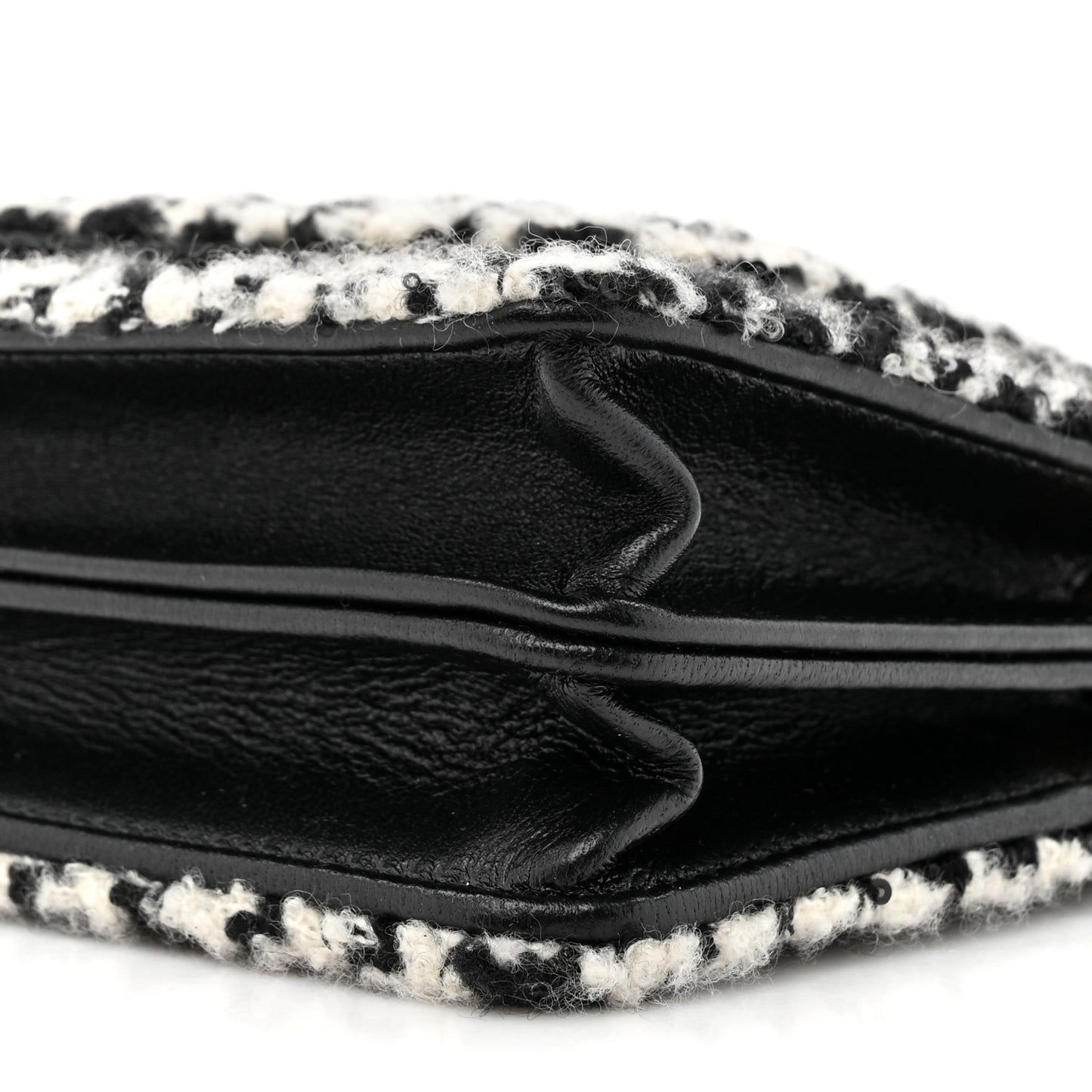 Tweed Houndstooth Quilted Phone Holder Flap White Black
