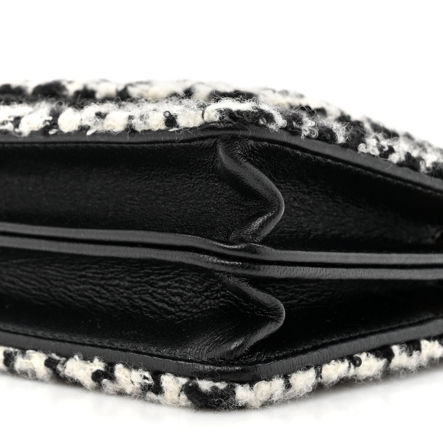 Chanel Tweed Houndstooth Quilted Phone Holder Flap White Black 9 of 11