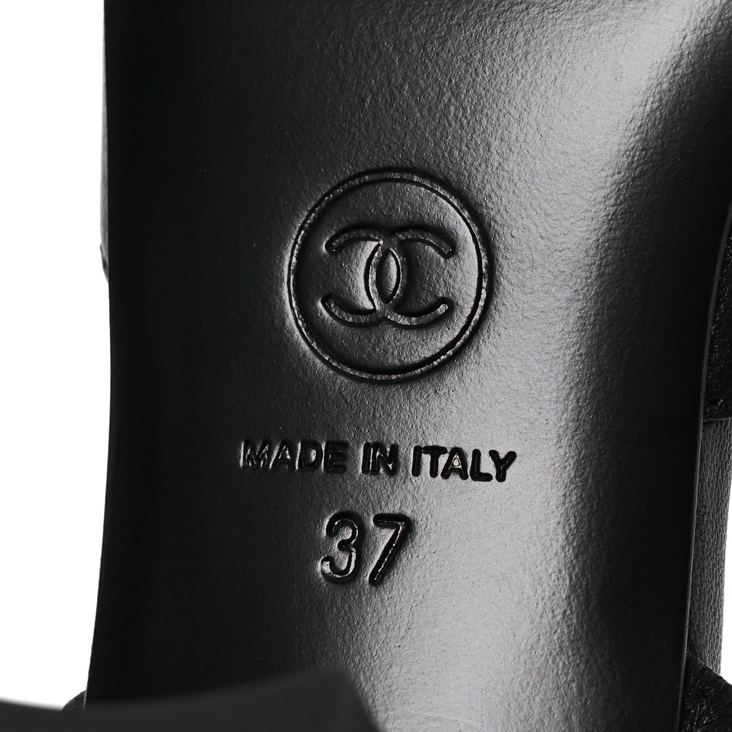 Lambskin Cap Toe CC Slingback Sandals 37 Black Dark Grey