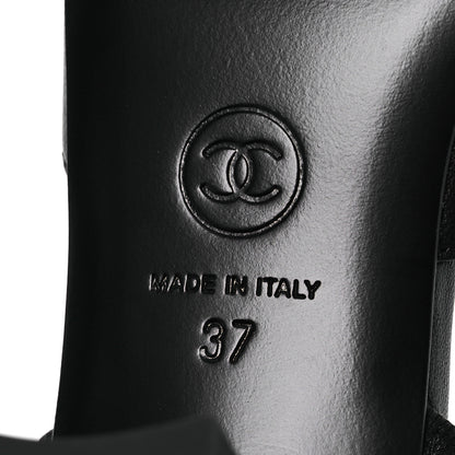 Chanel Lambskin Cap Toe CC Slingback Sandals 37 Black Dark Grey 8 of 11