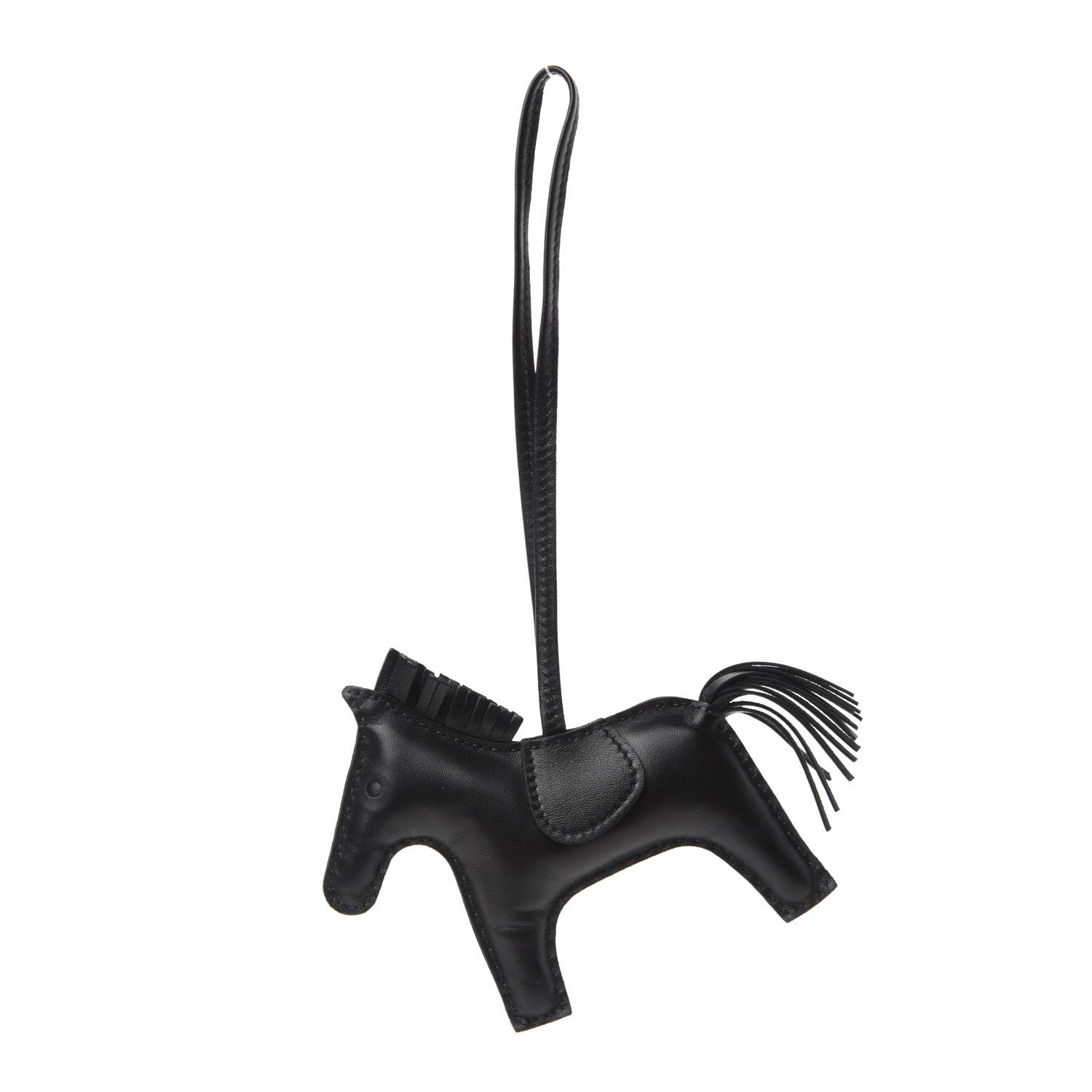 Hermes Milo Lambskin Grigri Rodeo Horse Bag Charm GM So Black 1 of 4