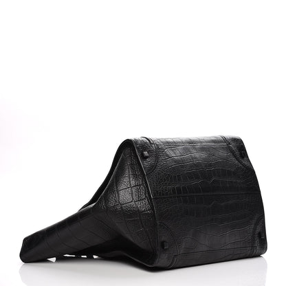 Celine Crocodile Embossed Calfskin Large Phantom Luggage Black 4 of 11
