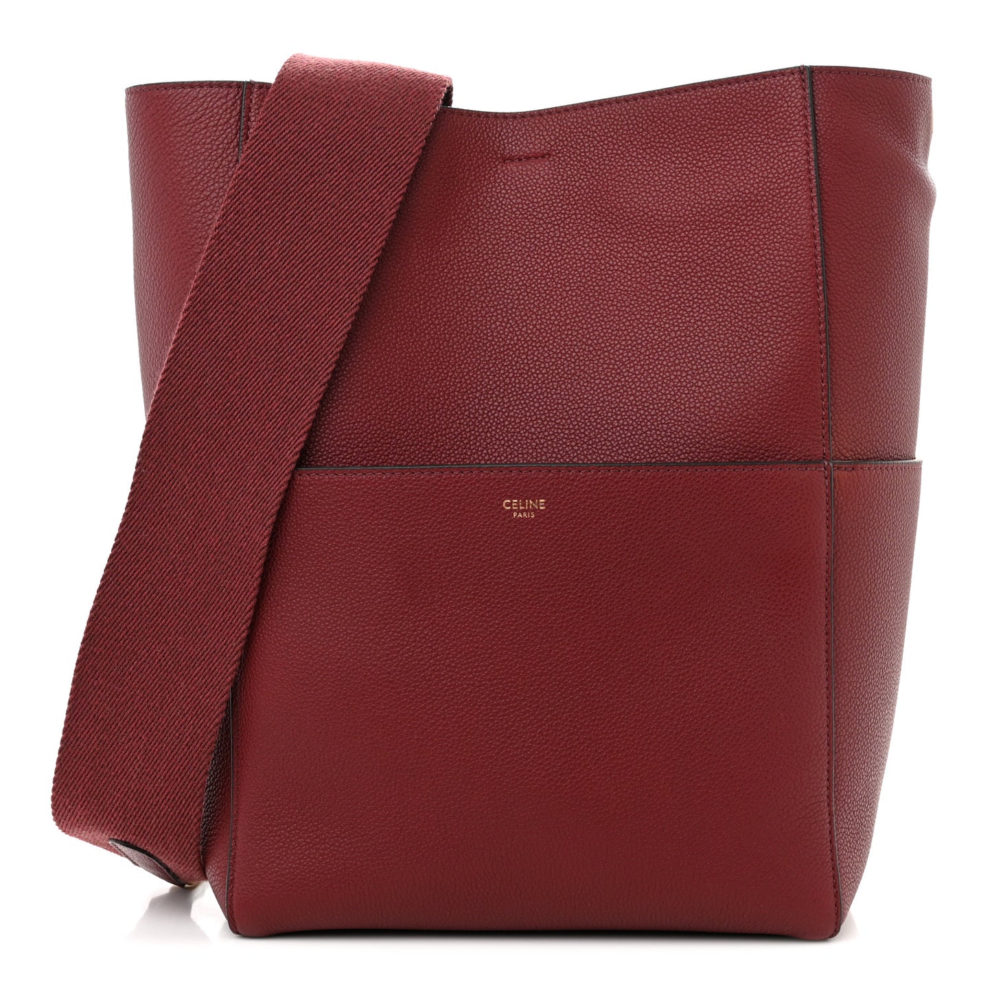 Soft Grained Calfskin Sangle Bucket Bag Light Burgundy