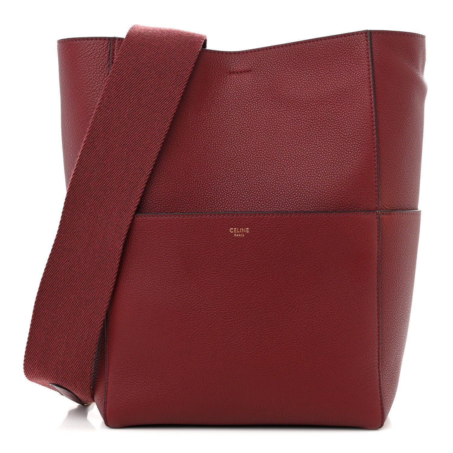Celine Soft Grained Calfskin Sangle Bucket Bag Light Burgundy 1 of 14