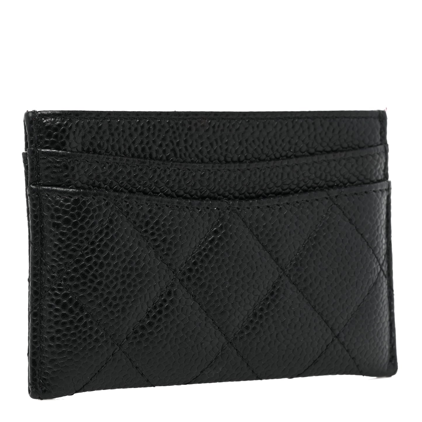 Caviar Quilted Card Holder Black