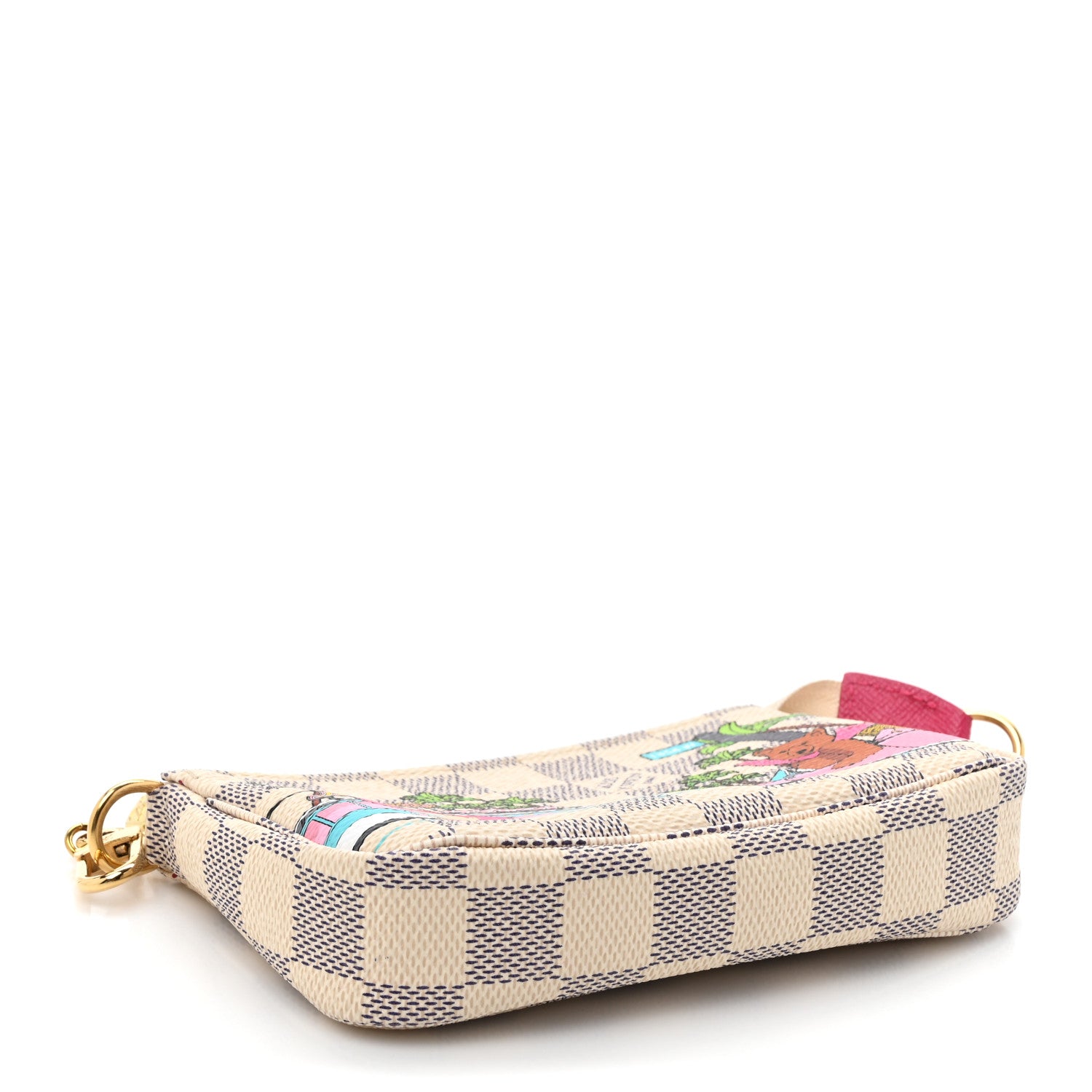 Louis Vuitton Damier Azur 2021 Christmas Animation Hollywood Mini Pochette Accessories Fuchsia 4 of 12