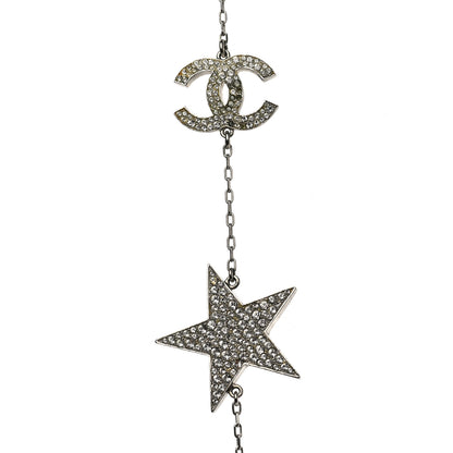 Chanel Crystal Star CC Long Necklace Silver 4 of 9