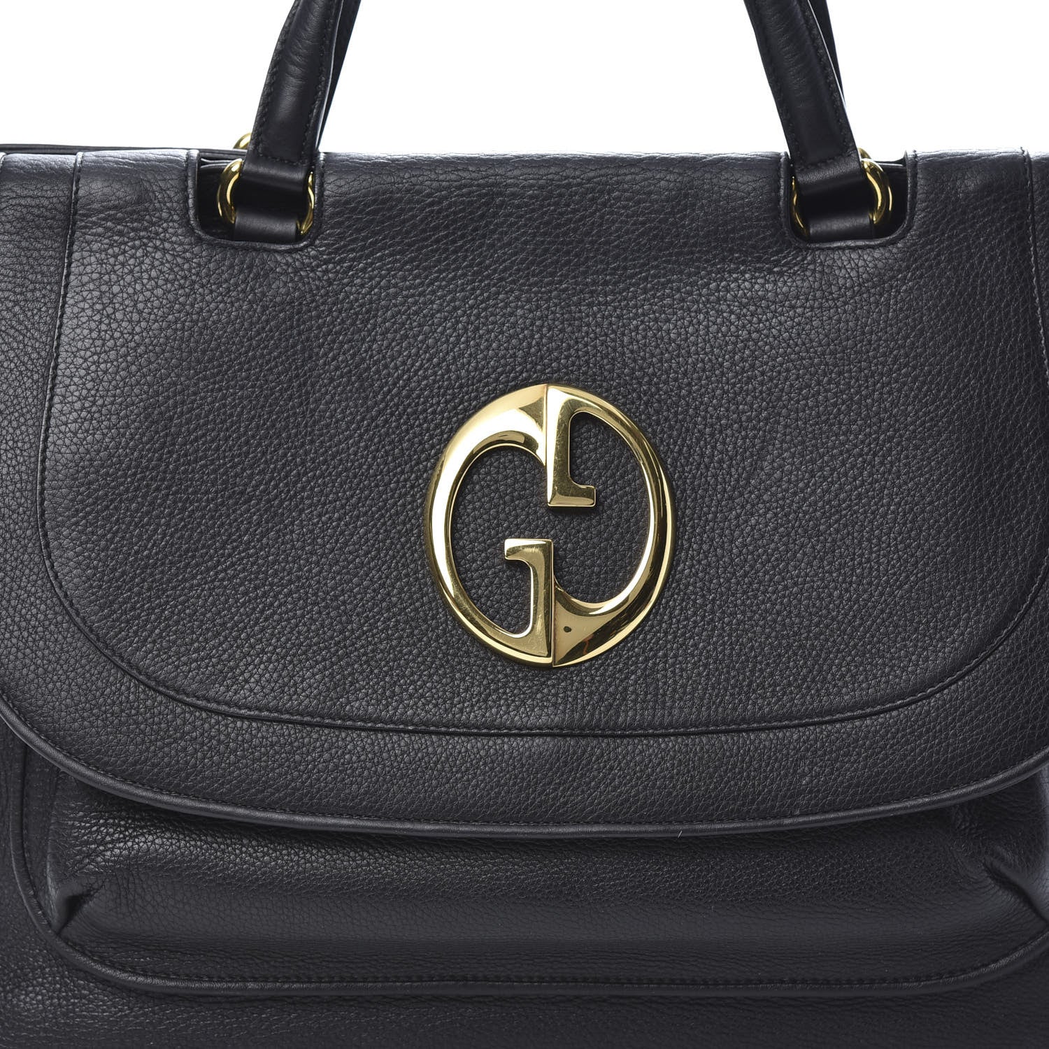 Gucci Pebbled Calfskin Medium 1973 Top Handle Satchel Black 8 of 12