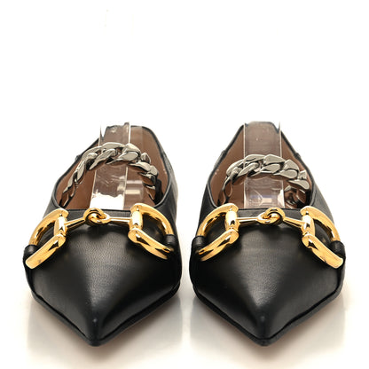 Gucci Nappa Lumiere Deva Horsebit Chain Embellished Flats 35.5 Black 2 of 9