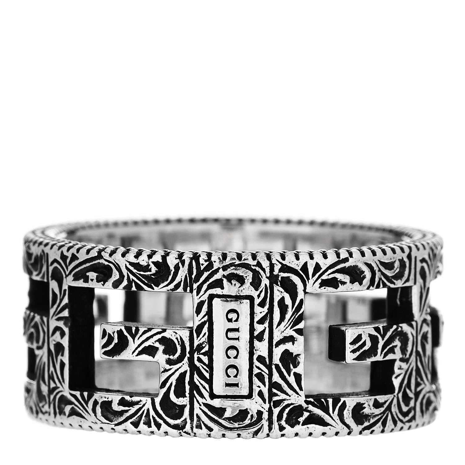 Gucci Sterling Silver Wide Square G Band Ring 63 10.5 3 of 6