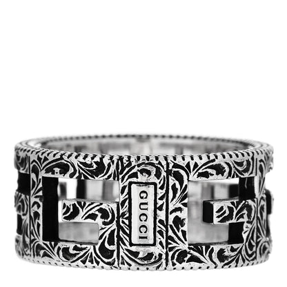 Gucci Sterling Silver Wide Square G Band Ring 63 10.5 3 of 6