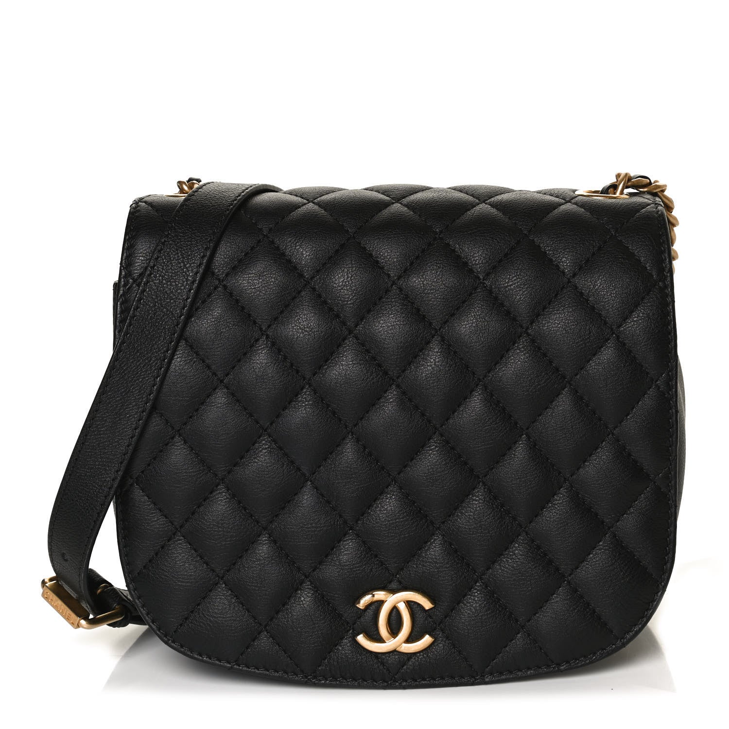 Chanel Grained Calfskin Quilted Messenger Flap Black 1 of 10