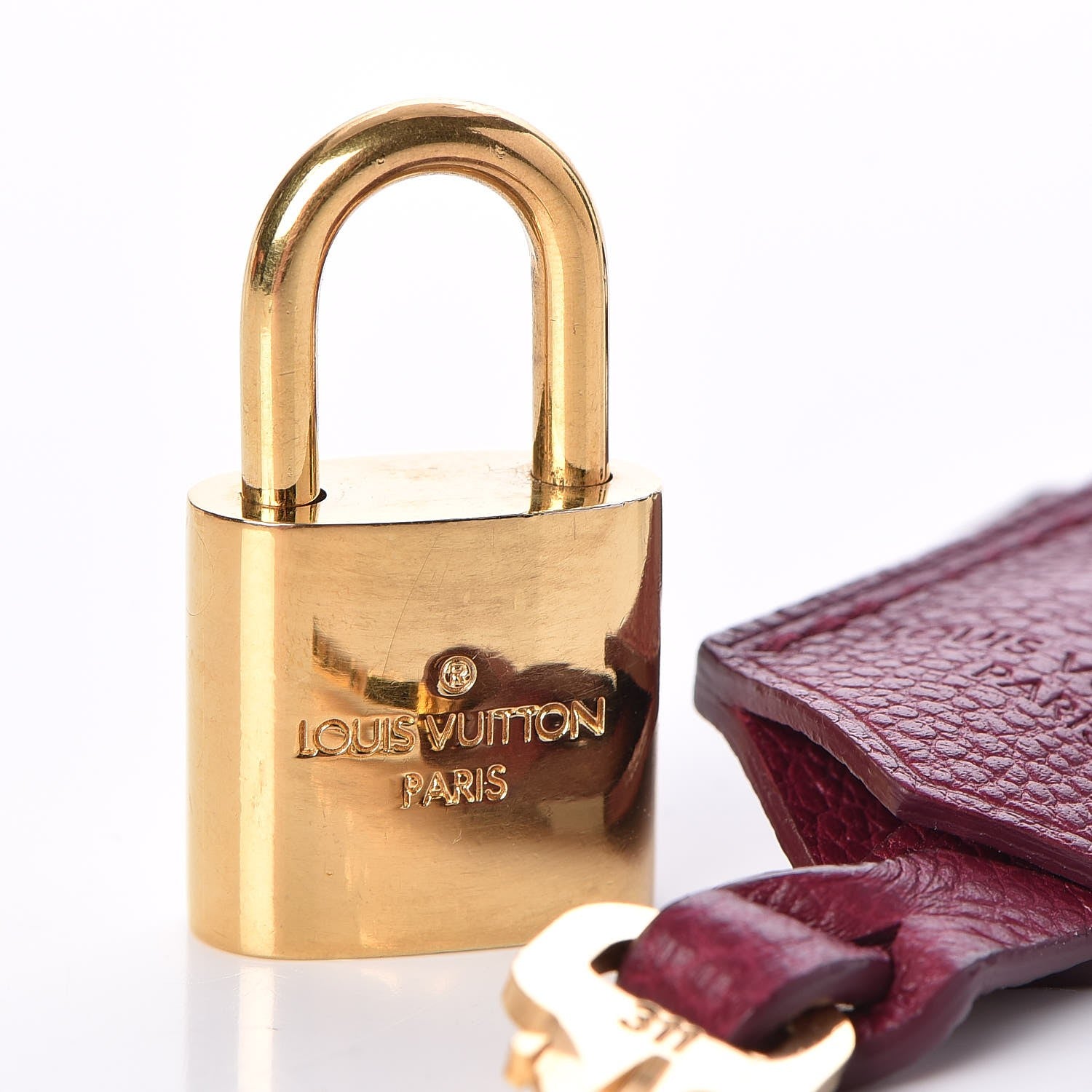 Louis Vuitton Veau Cachemire Soft Lockit Clochette Key Bell Holder and Lock Set Griotte 4 of 5