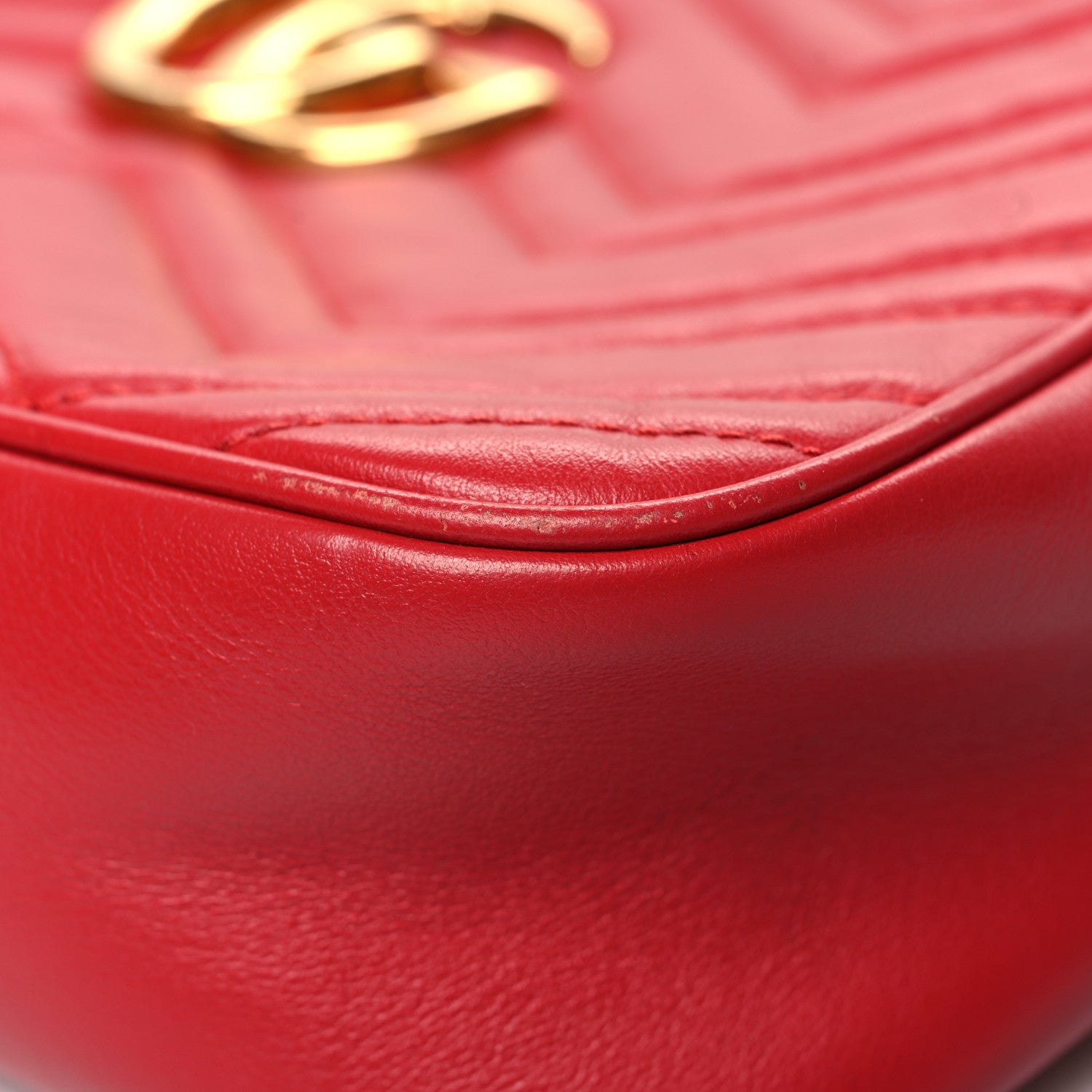 Gucci Calfskin Matelasse Small GG Marmont Chain Shoulder Bag Hibiscus Red 11 of 11