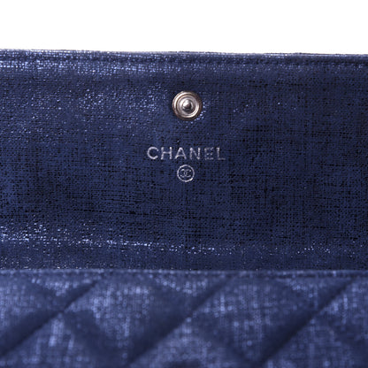 Chanel Iridescent Calfskin Quilted Large Gusset Flap Wallet Navy 7 of 7