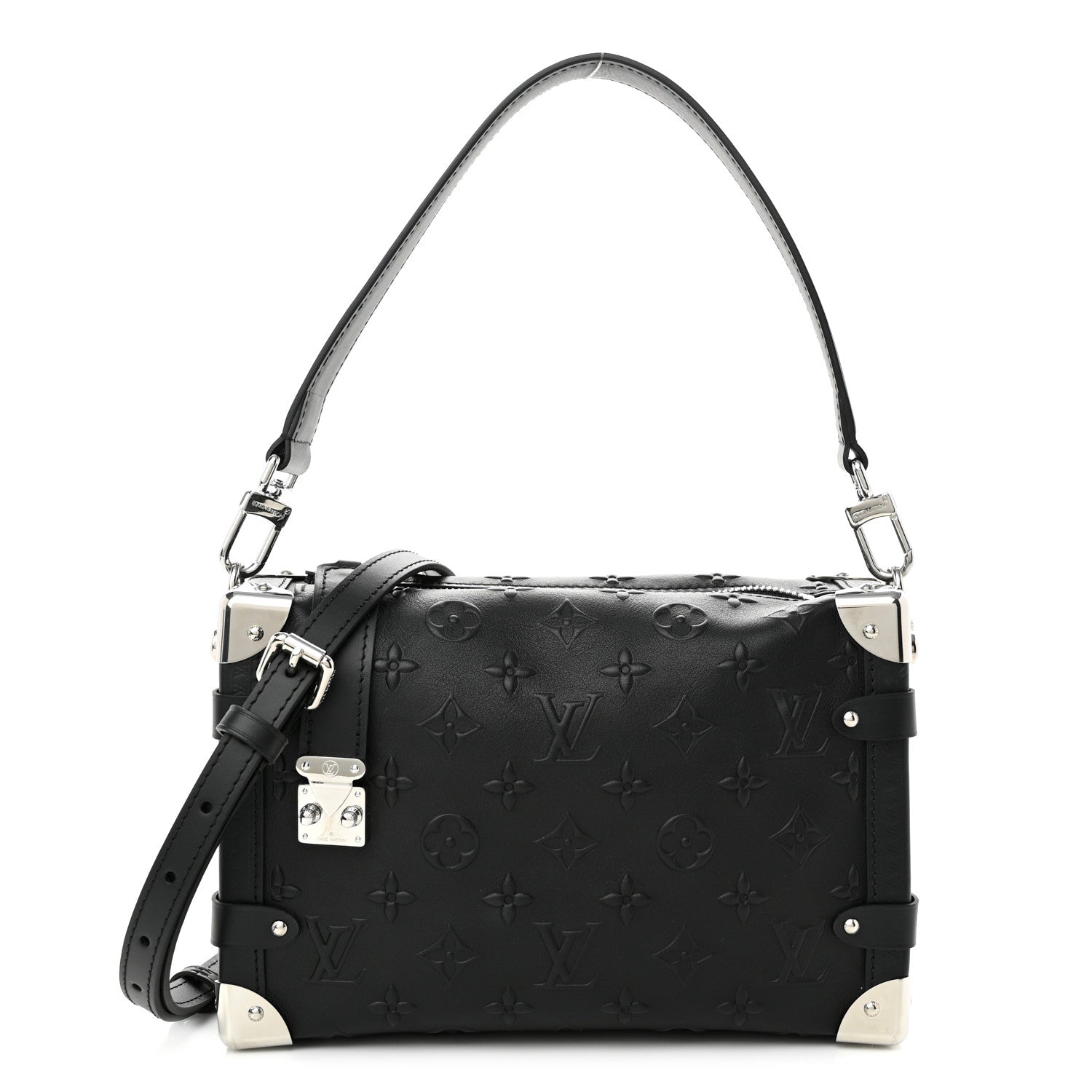 Louis Vuitton Calfskin Debossed Monogram Side Trunk Black 1 of 9