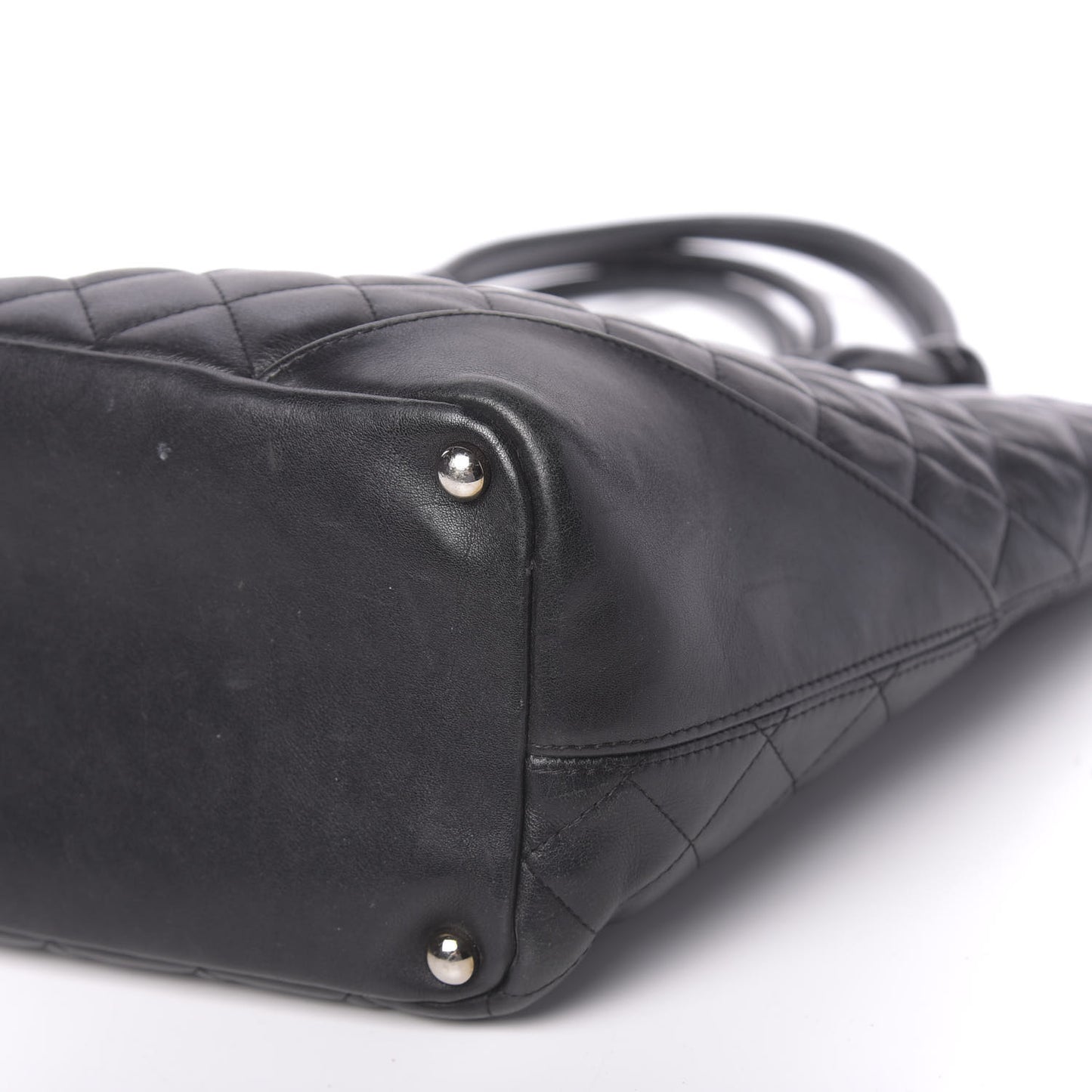 Calfskin Quilted Medium Cambon Tote Black White