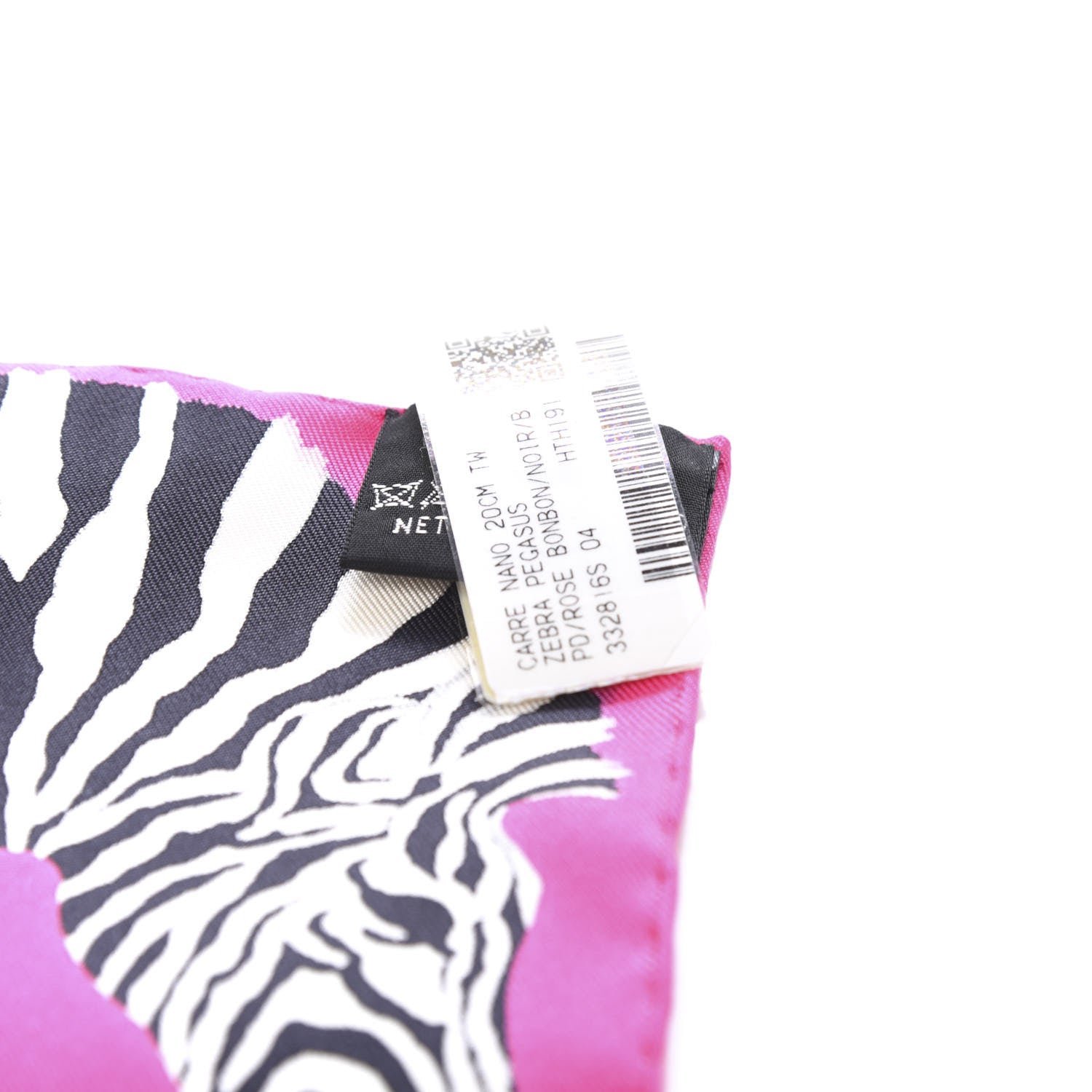 Hermes Silk Carre Zebra Pegasus Nano Scarf 20 Rose Bonbon Black White 3 of 3