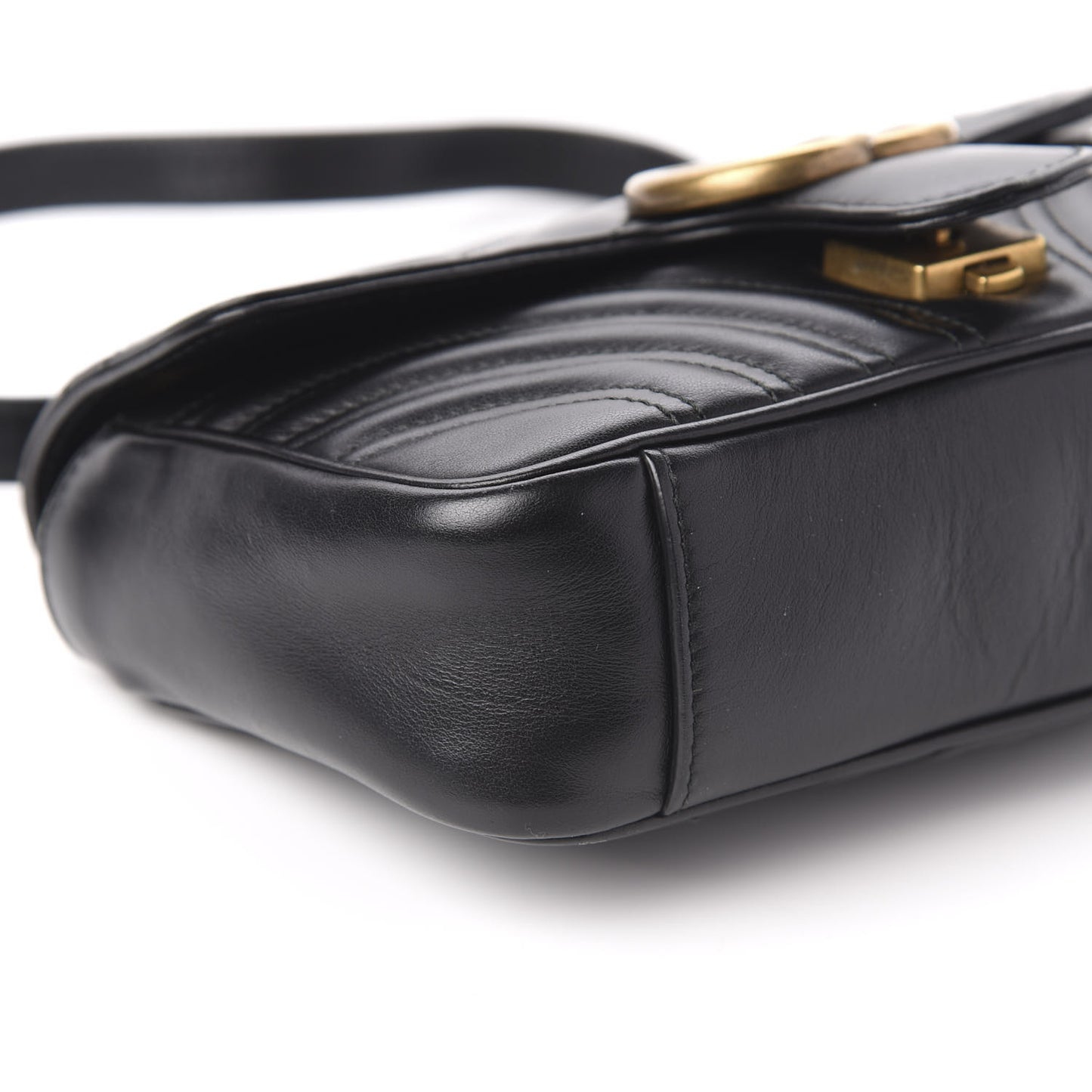 Calfskin Matelasse Mini GG Marmont Shoulder Bag Black