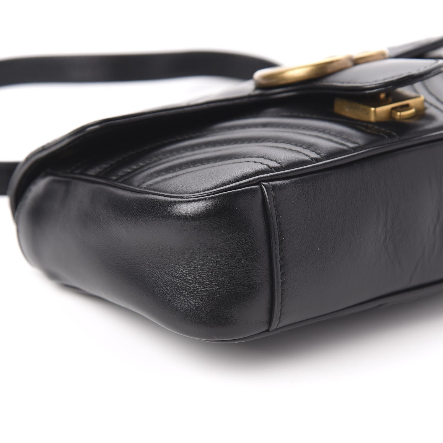 Gucci Calfskin Matelasse Mini GG Marmont Shoulder Bag Black 6 of 14