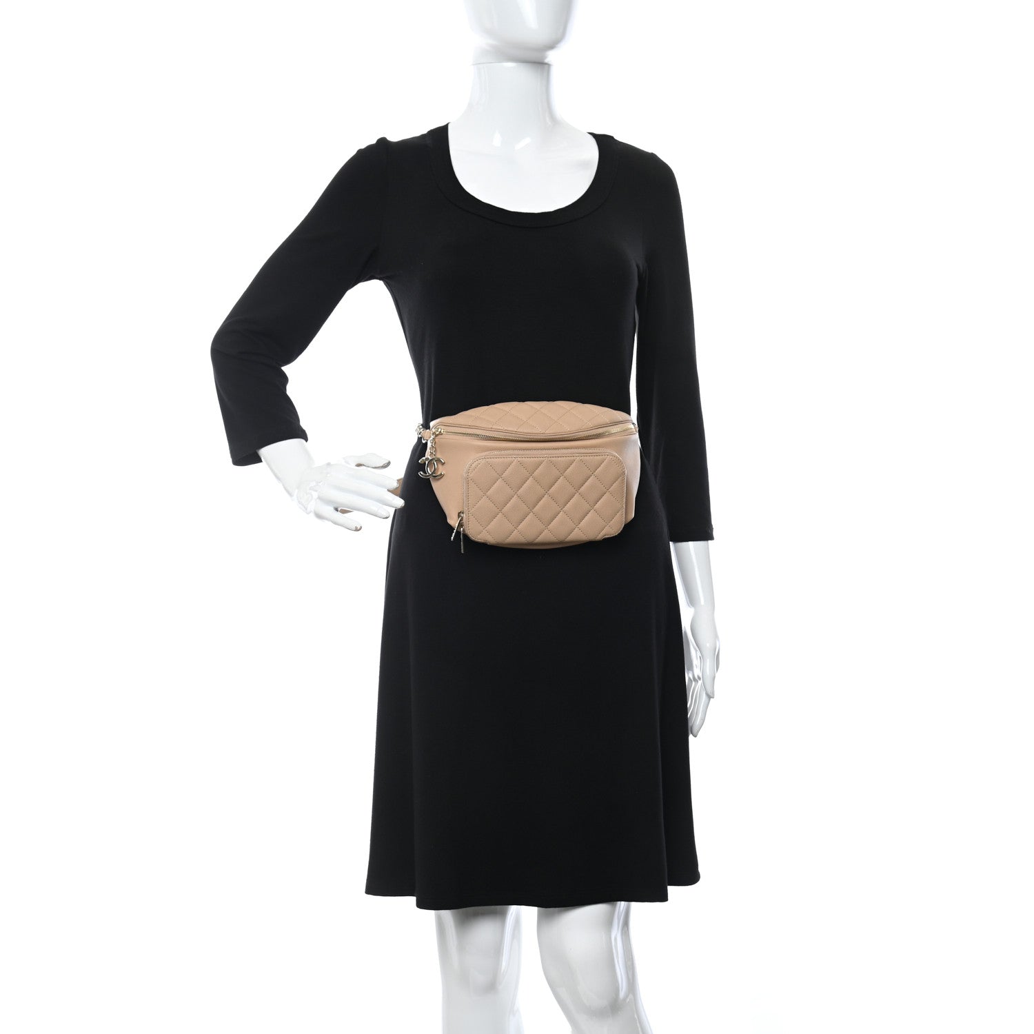 Chanel Caviar Quilted Business Affinity Waist Belt Bag Beige 2 of 11