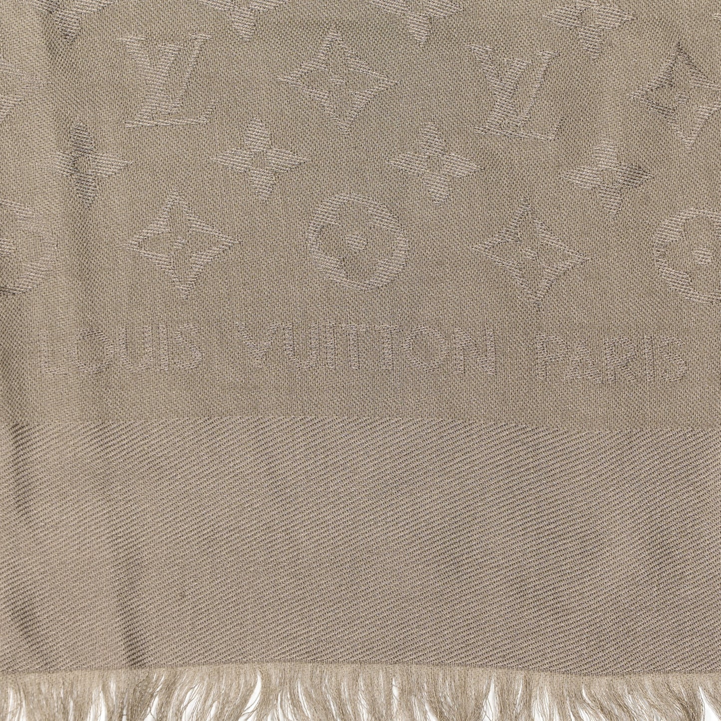 Silk Lurex Wool Monogram Shine Shawl Greige