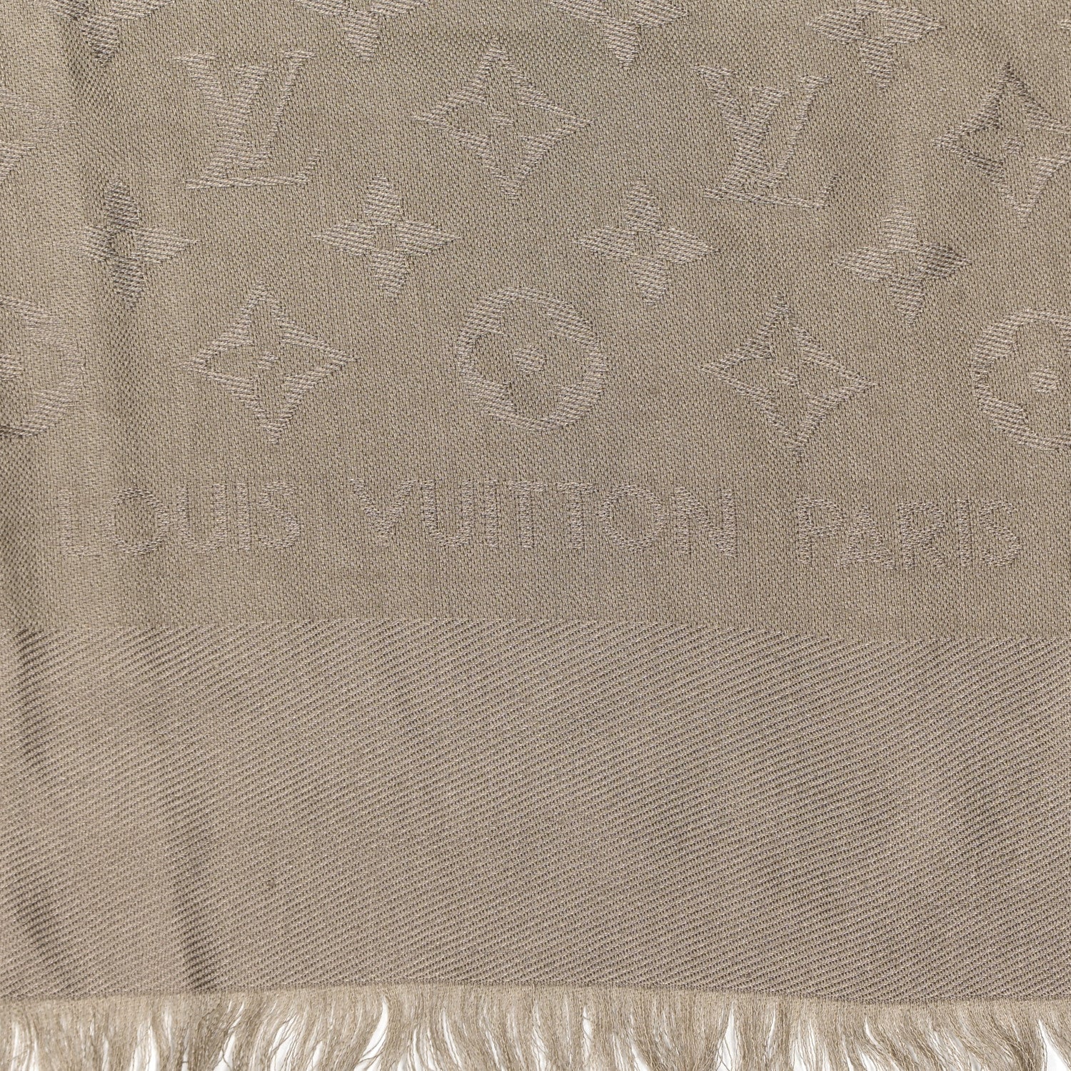 Louis Vuitton Silk Lurex Wool Monogram Shine Shawl Greige 2 of 4
