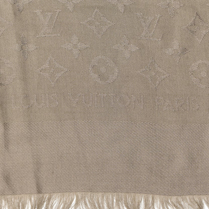 Louis Vuitton Silk Lurex Wool Monogram Shine Shawl Greige 2 of 4